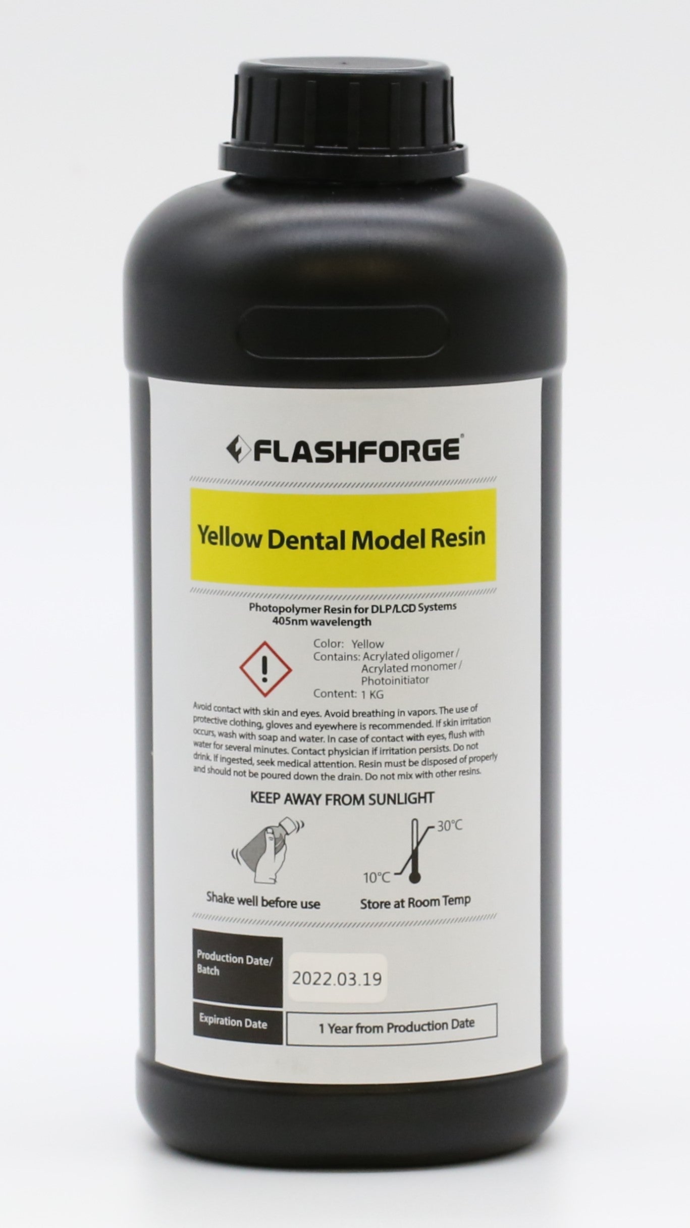 Flashforge Yellow Dental Model Resin - 1kg Bottle – Voxel Dental